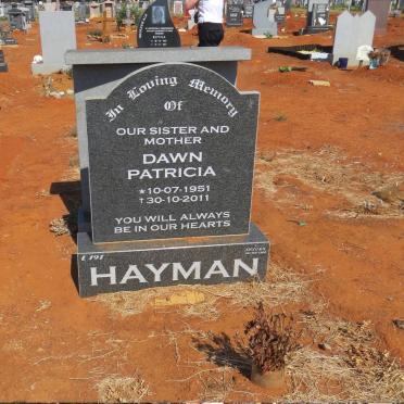 HAYMAN Dawn Patricia 1951-2011