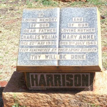 HARRISON Charles William -1933 &amp; Mary Anne -1945