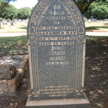 HAY Alexander -1929 &amp; Martha HYND -1960