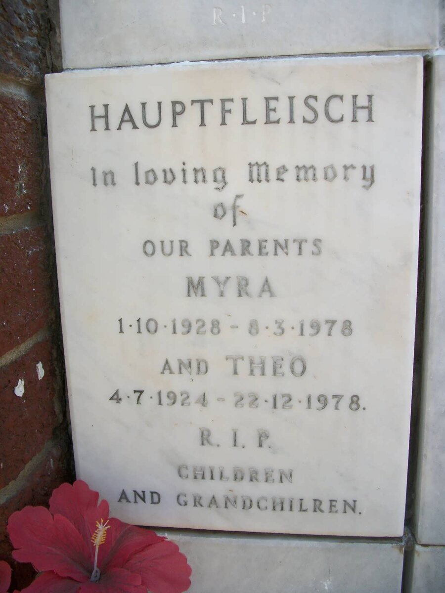 HAUPTFLEISCH Theo 1924-1978 &amp; Myra 1928-1978