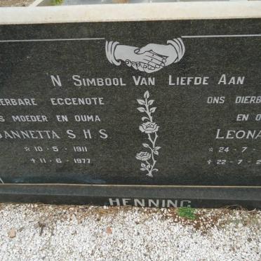 HENNING Leonard 1908-2001 &amp; Jannetta S.H.S. 1911-1977