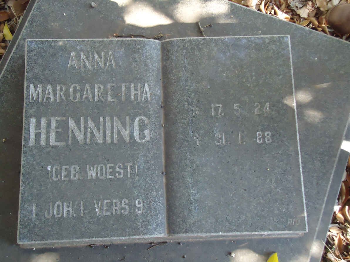 HENNING Anna Margaretha nee WOEST 1924-1988