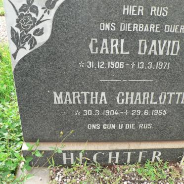 HECHTER Carl David 1906-1971 &amp; Martha Charlotte 1904-1965