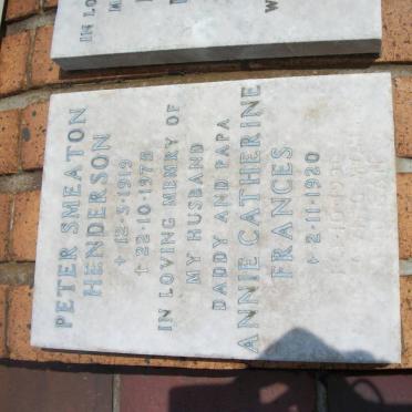 HENDERSON Peter Smeaton 1919-1975 &amp; Annie Catherine Frances 1920-1990