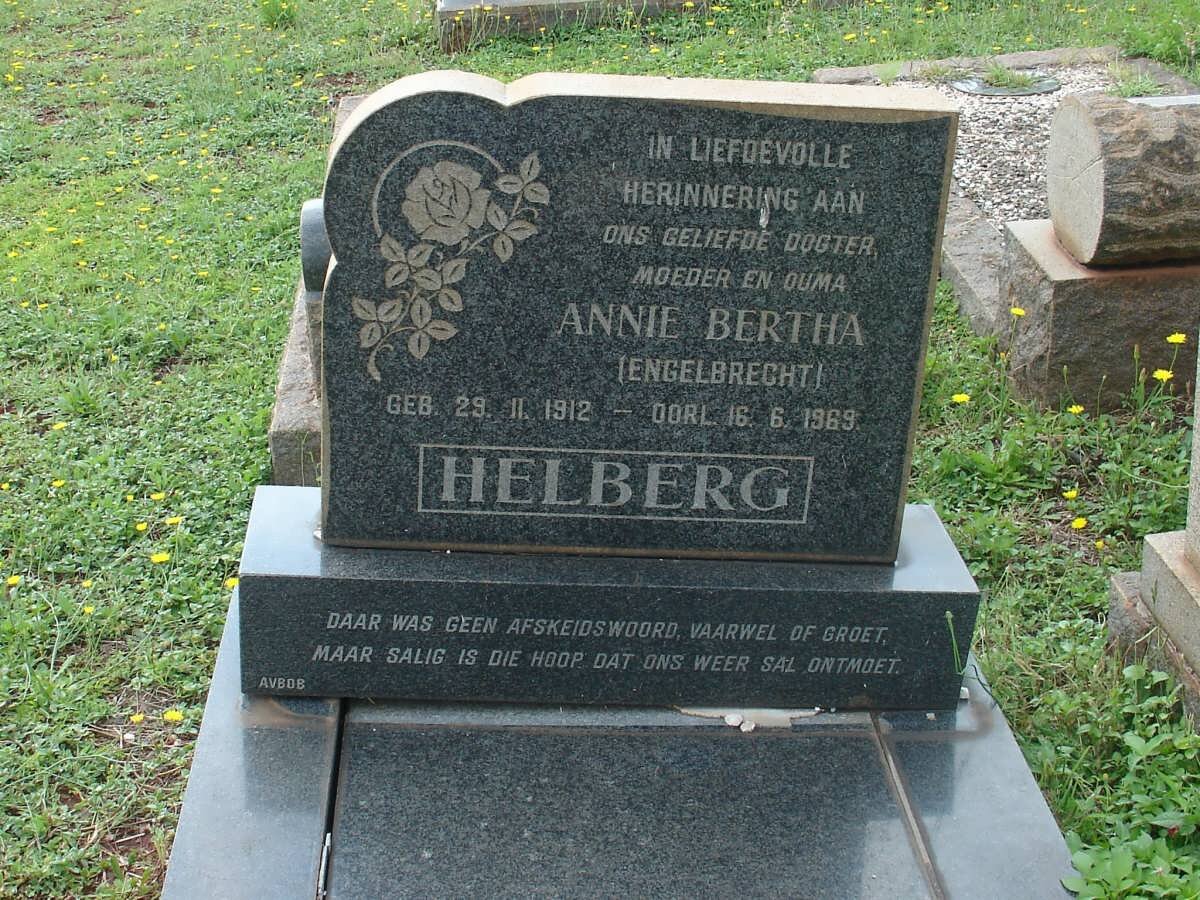 HELBERG Annie Bertha ENGELBRECHT 1912-1969