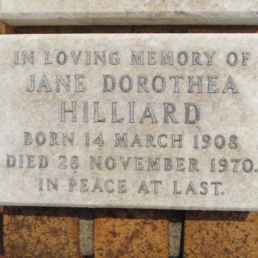 HILLIARD Jane Dorothea 1908-1970