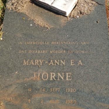 HORNE Mary-Ann E.A. 1920-1980
