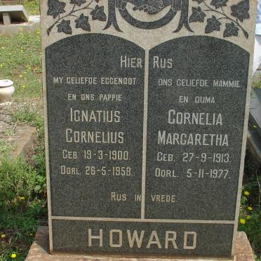 HOWARD Ignatius Cornelius 1900-1958 &amp; Cornelia Margaretha 1913-1977