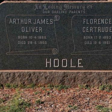 HOOLE Arthur James Oliver 1885-1960 &amp; Florence Gertrude 1883-1961