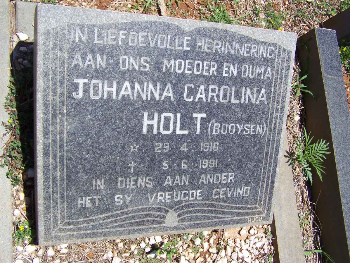 HOLT Johanna Carolina nee BOOYSEN 1916-1991