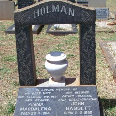 HOLMAN John Bassett 1899-1969 &amp; Anna Magdalena 1904-1964