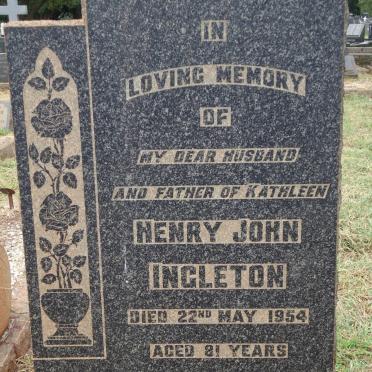 INGLETON Henry John -1954