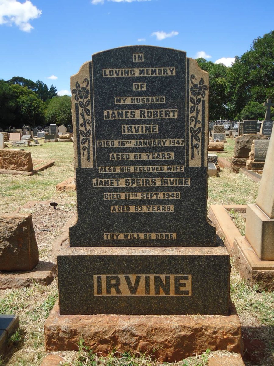 IRVINE James Robert -1947 &amp; Janet Speirs -1948