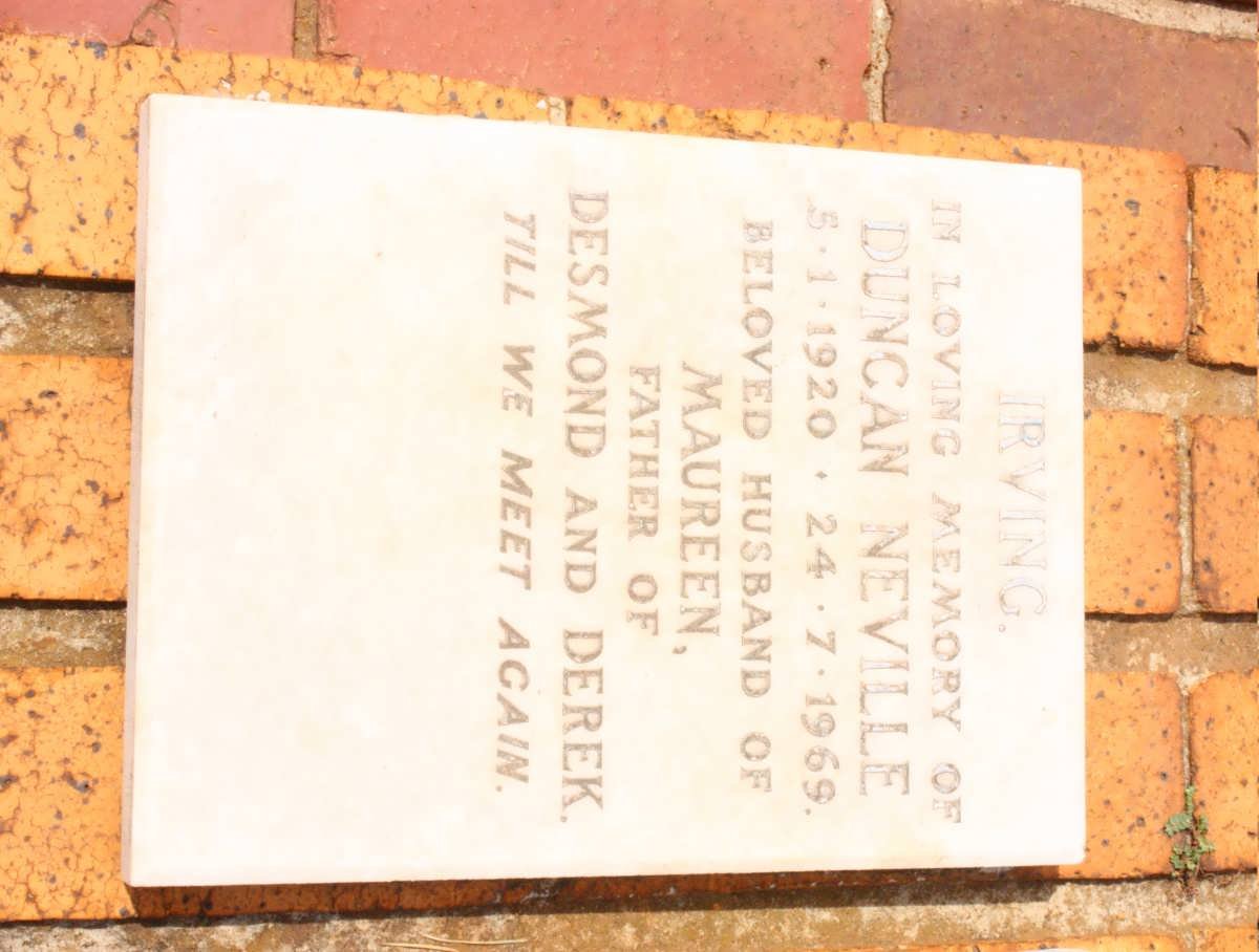 IRVING Duncan Neville 1920-1969