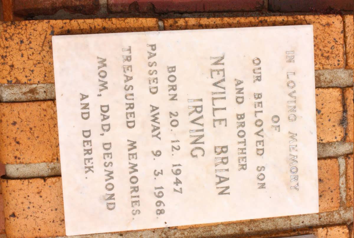 IRVING Neville Brian 1947-1968