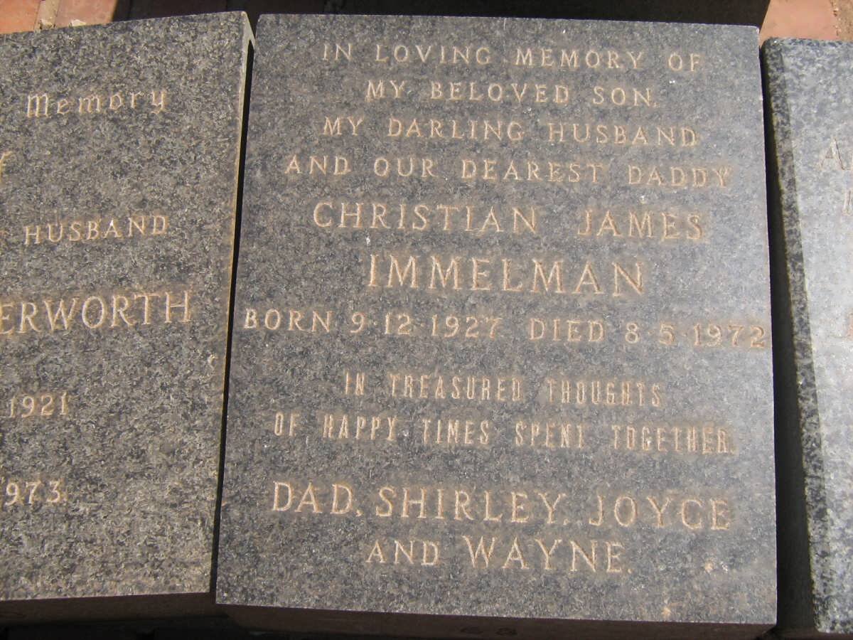 IMMELMAN Christian James 1927-1972