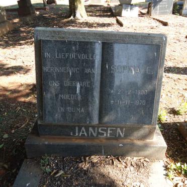 JANSEN Sophia E. 1900-1970