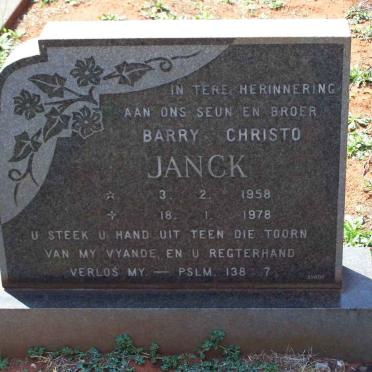 JANCK Barry Christo 1958-1978