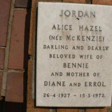 JORDAN Alice Hazel nee MCKENZIE 1927-1972