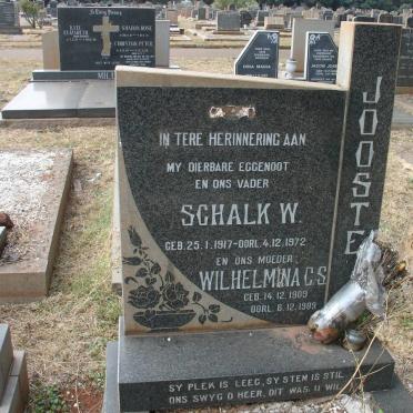 JOOSTE Schalk W. 1917-1972 &amp; Wilhelmina C.S. 1903-1989