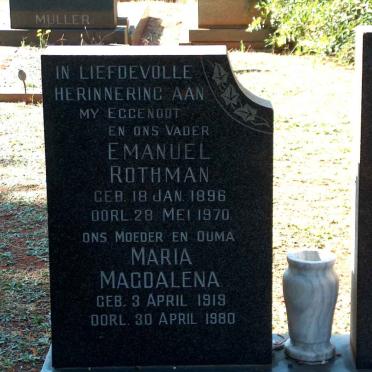 JORDAAN Emanuel Rothman 1896-1970 &amp; Maria Magdalena 1919-1980