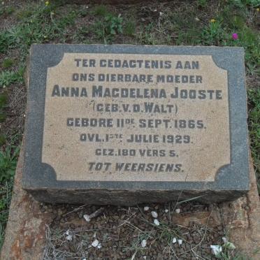 JOOSTE Anna Magdelena nee V.D. WALT 1865-1929