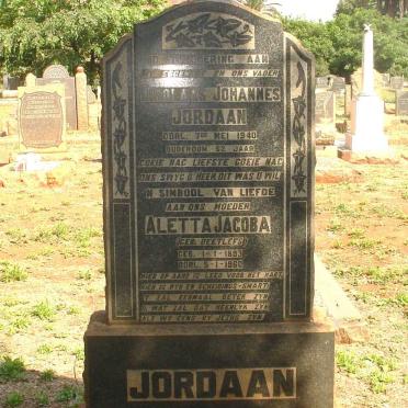 JORDAAN Nicolaas Johannes -1940 &amp; Aletta Jacoba DEETLEFT 1893-1960