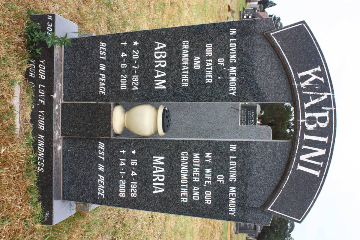 KABINI Abram 1924-2010 &amp; Maria 1928-2008