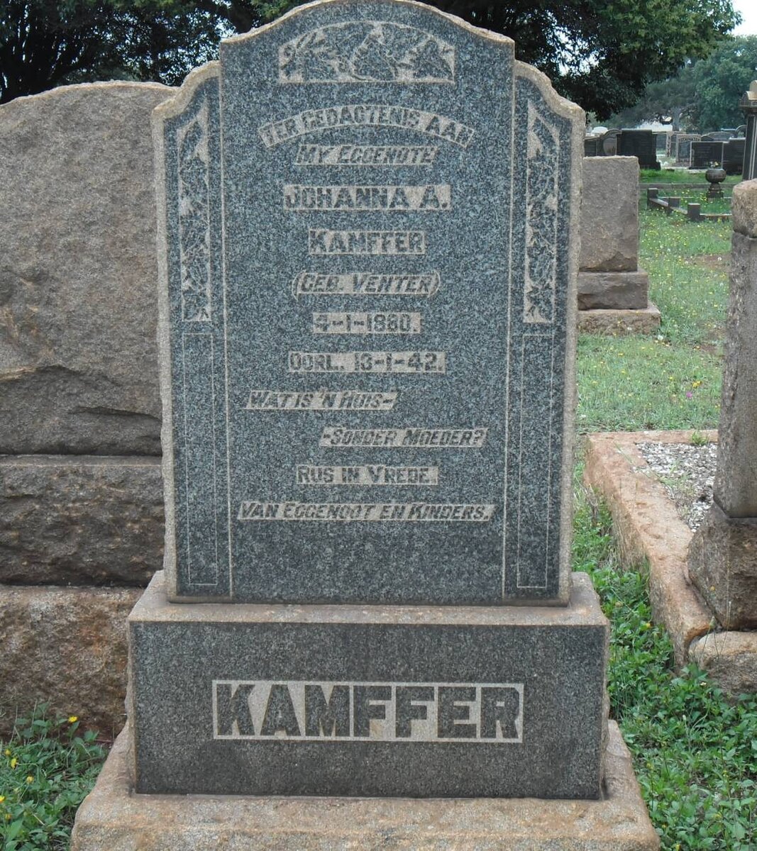 KAMFFER Johanna A. geb VENTER 1880-1942