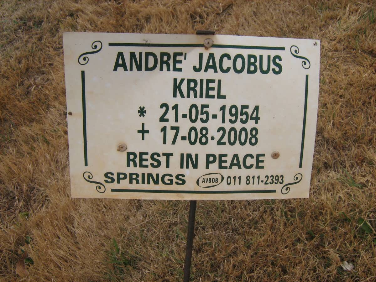 KRIEL André Jacobus 1954-2008