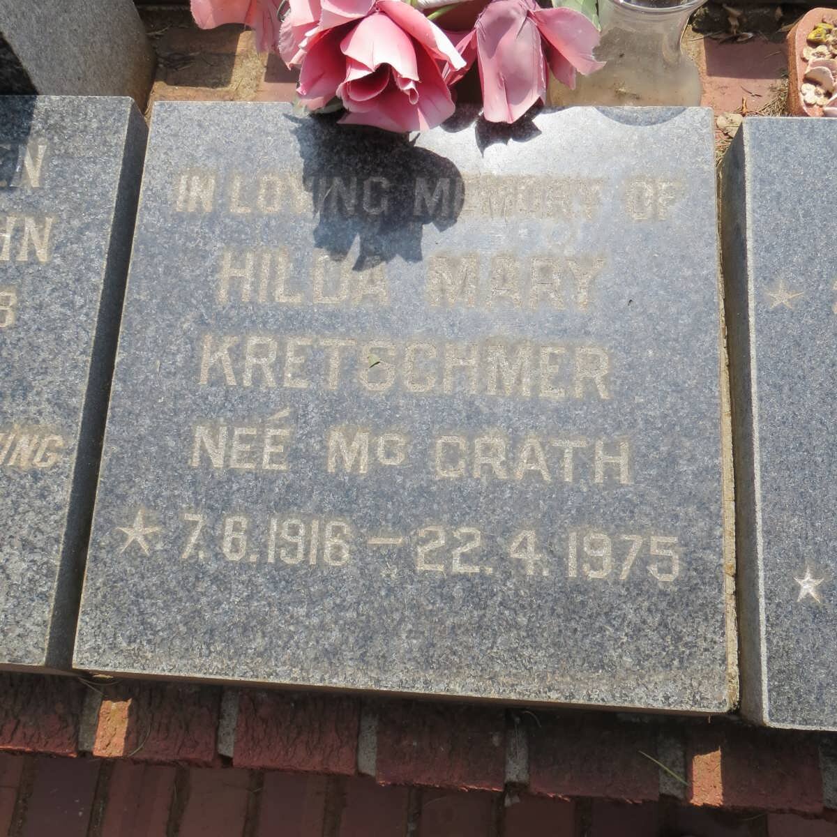 KRETSCHMER Hilda Mary nee McGRATH 1916-1975