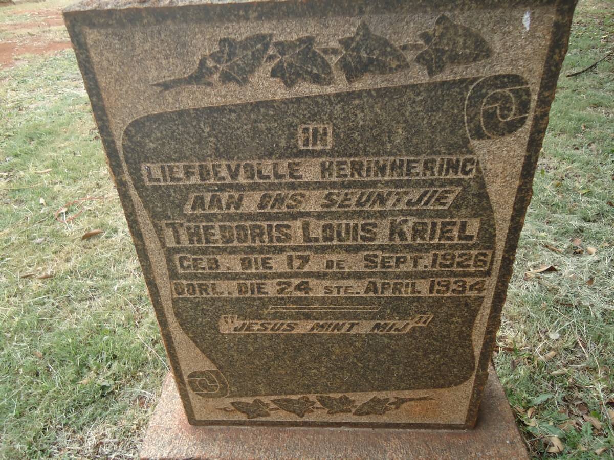 KRIEL Thedoris Louis 1926-1934