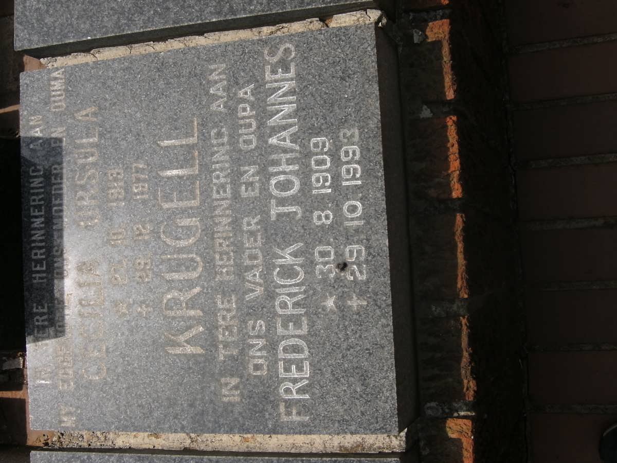 KRUGELL Frederick Johannes 1909-1993 &amp; Cecilia Ursula 1919-1977