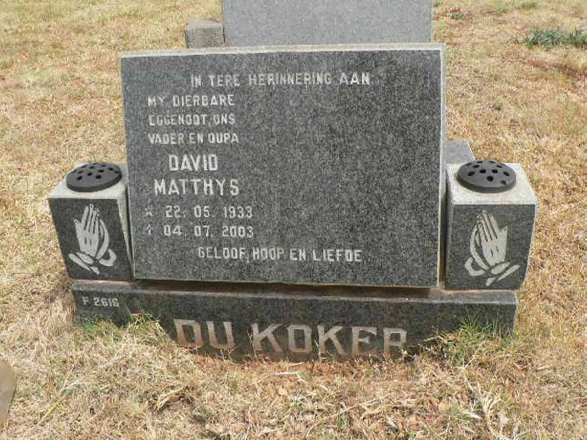 KOKER David Matthys, du 1933-2003