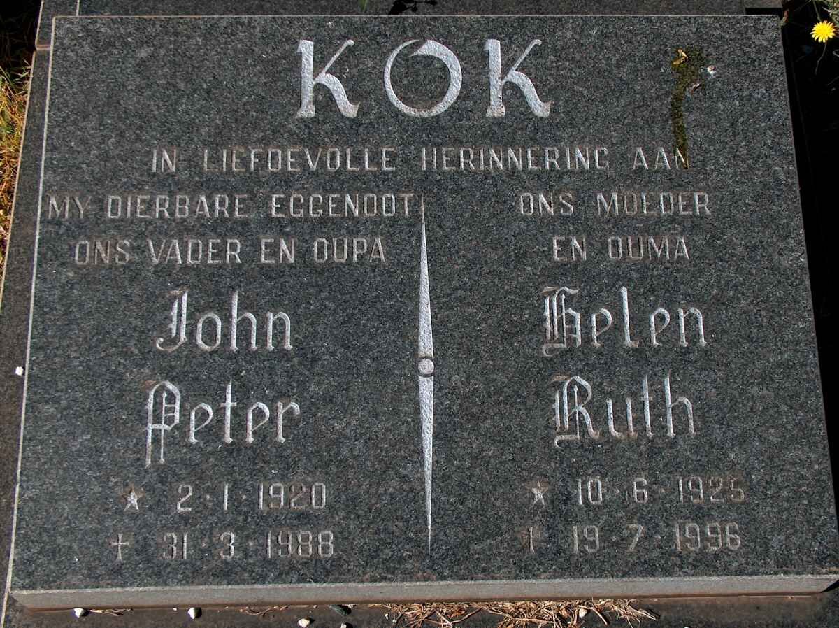 KOK John Peter 1920-1988 &amp; Helen Ruth 1925-1996