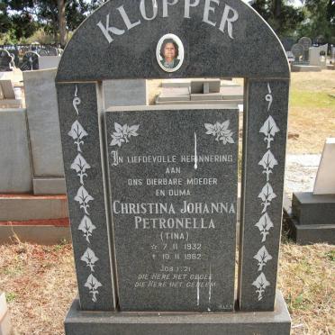 KLOPPER Christina Johanna Petronella 1932-1982
