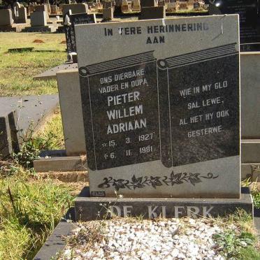 KLERK Pieter Willem Adriaan, de 1927-1981