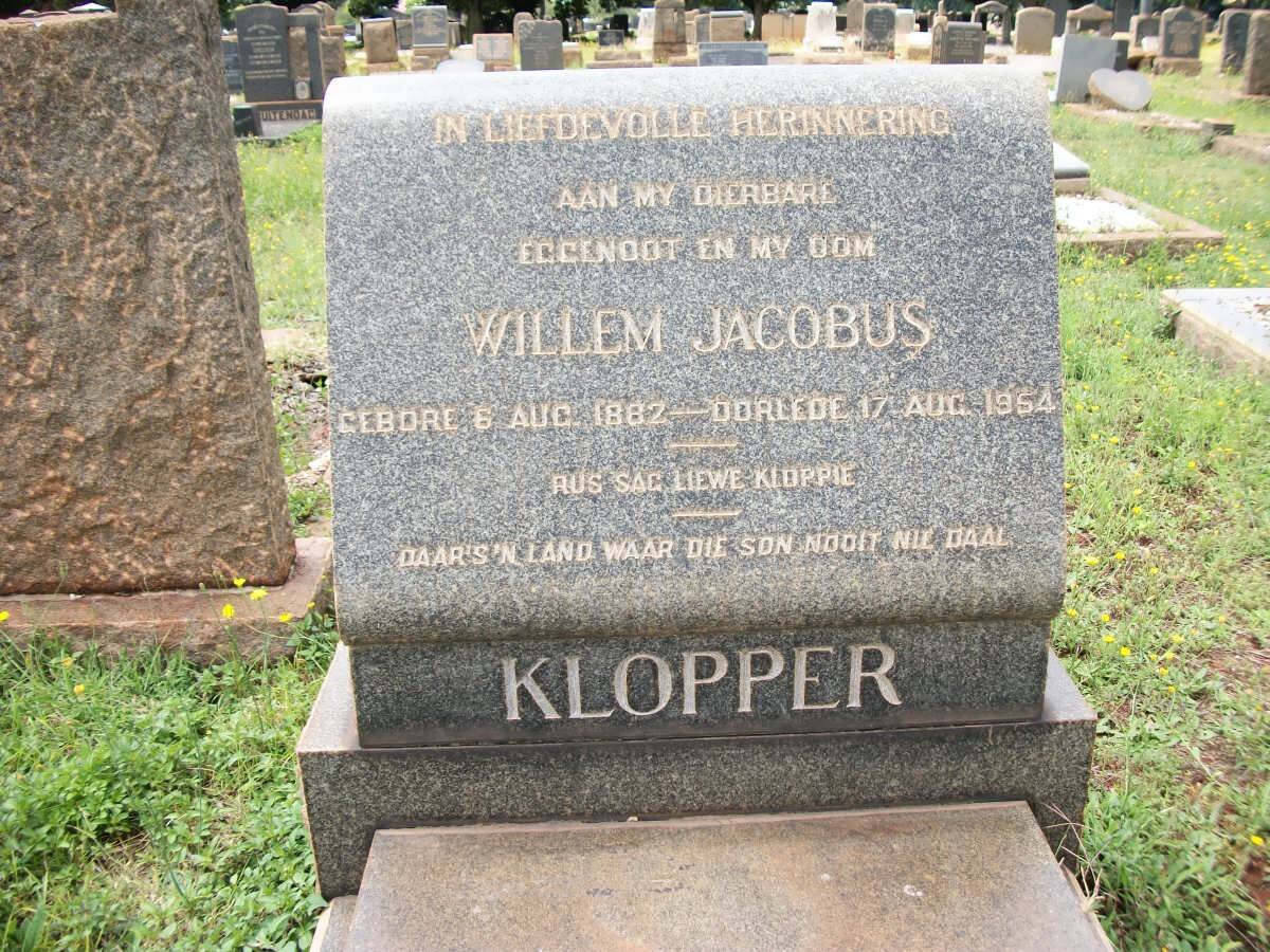 KLOPPER Willem Jacobus 1882-1954