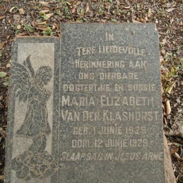 KLASHORST Maria Elizabeth, van der 1929-1929