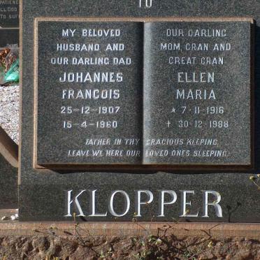 KLOPPER Johannes Francois 1907-1960 &amp; Ellen Maria 1916-1988