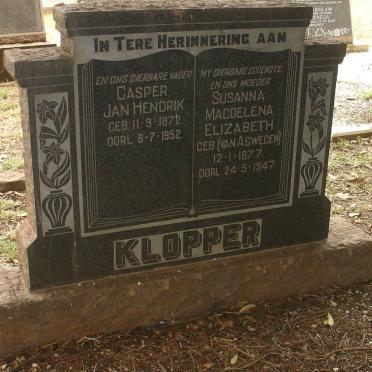 KLOPPER Casper Jan Hendrik 1872-1952 &amp; Susanna Magdelena Elizabeth VAN ASWEGEN 1877-1947