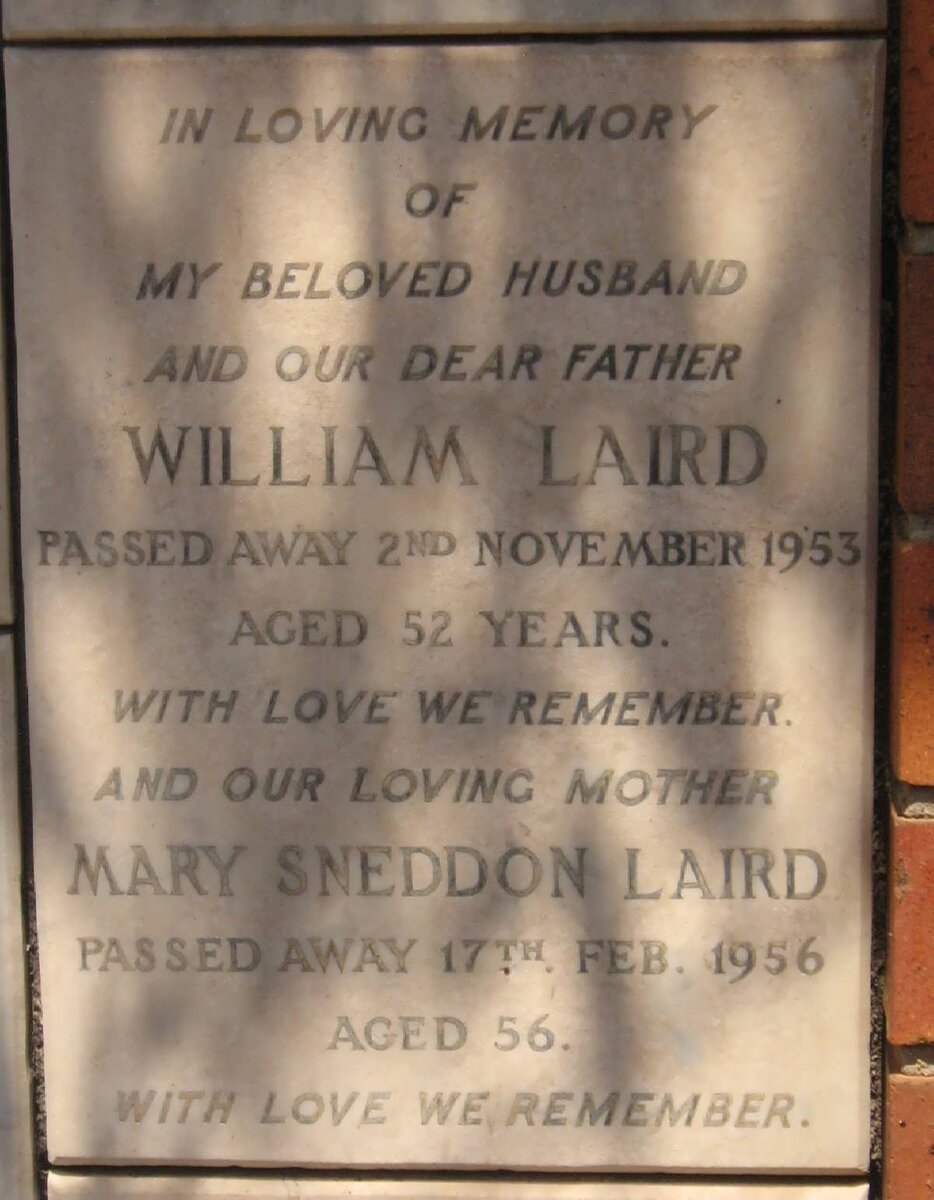 LAIRD William -1953 &amp; Mary Sneddon -1956