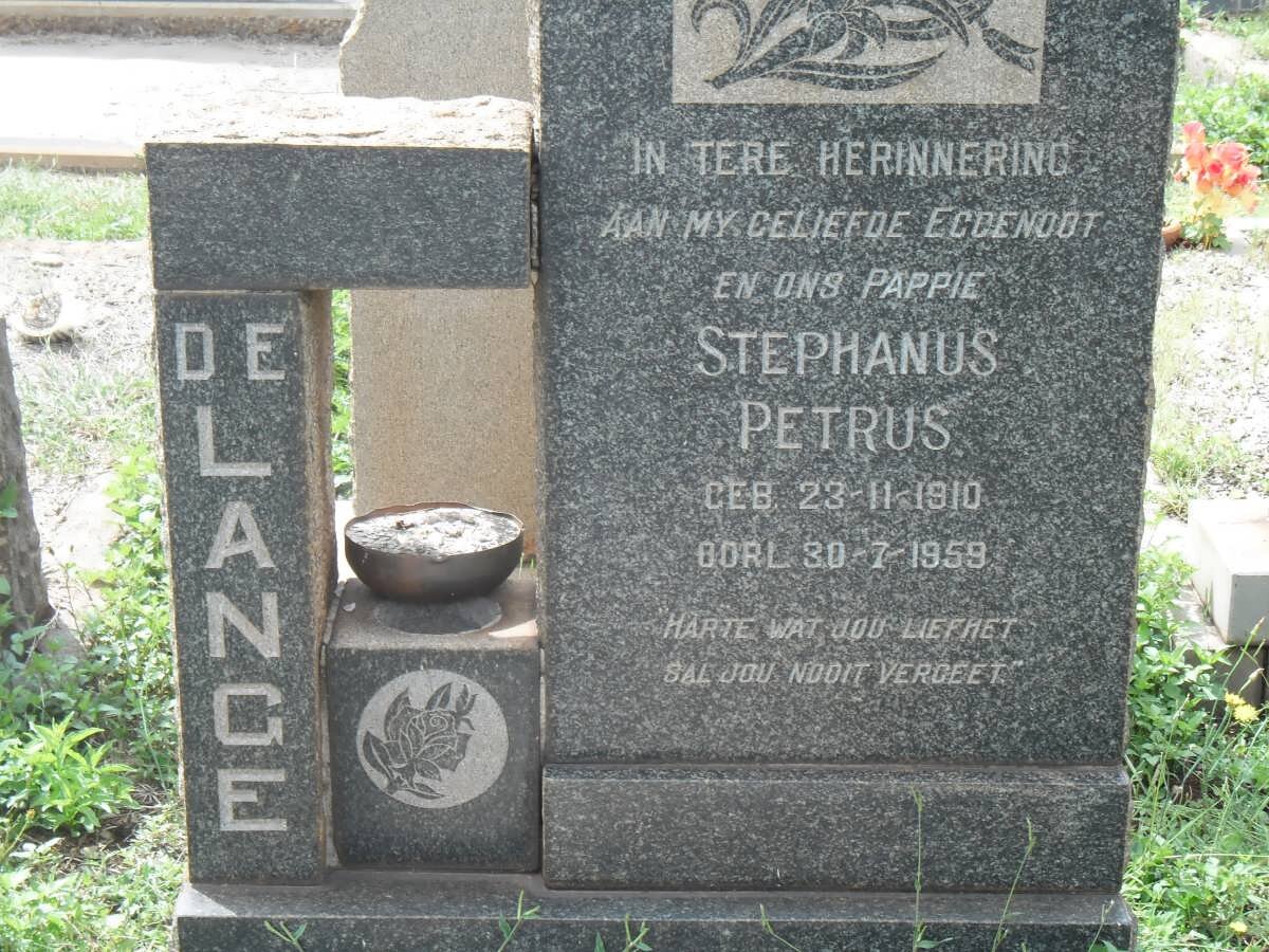 LANGE Stephanus Petrus, de 1910-1959