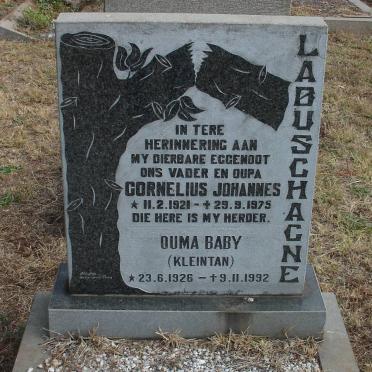 LABUSCHAGNE Cornelius Johannes 1921-1975 &amp; Ouma Baby 1926-1992
