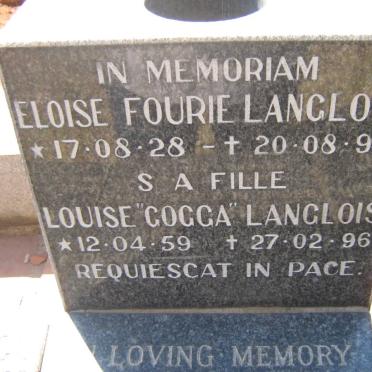 LANGLOIS Eloise Fourie 1928-1992 :: LANGLOIS Louise 1959-1996