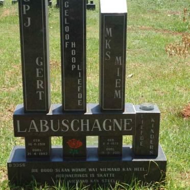 LABUSCHAGNE G.P.J. 1918-1953 &amp; M.K.S. 1932-2001?