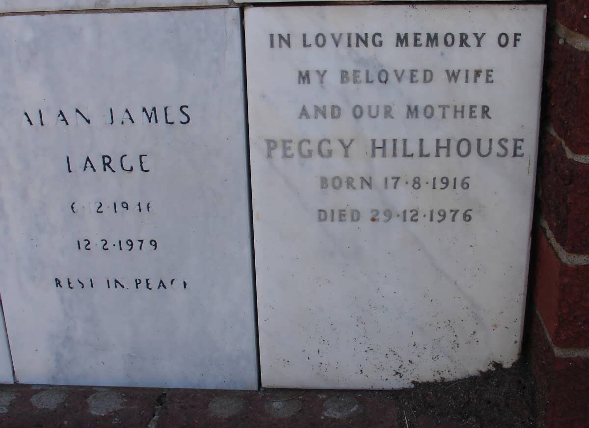 LARGE Alan James 1946-1979 :: HILLHOUSE Peggy 1916-1976