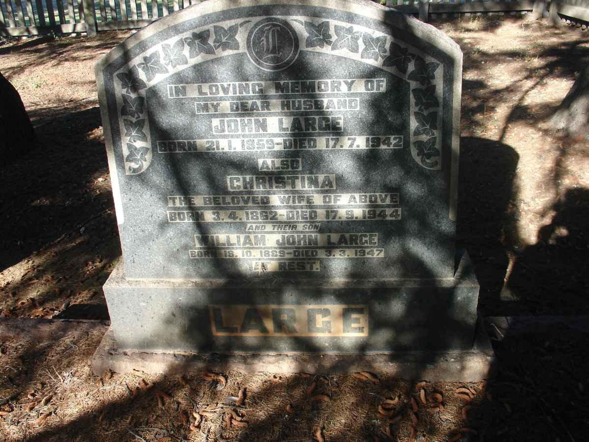 LARGE John 1859-1942 &amp; Christina 1862-1944 :: LARGE William John 18?9-1947