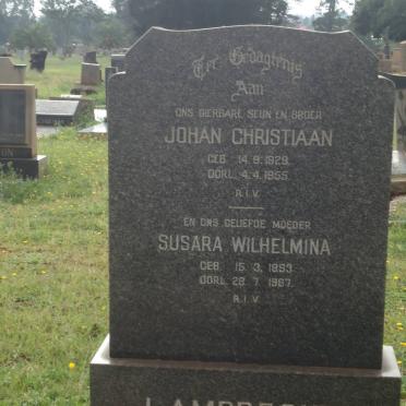 LAMPRECHT Johan Christiaan 1923-1955 &amp; Susara Wilhelmina 1893-1967