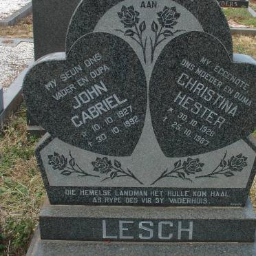 LESCH John Gabriel 1927-1992 &amp; Christina Hester 1928-1987